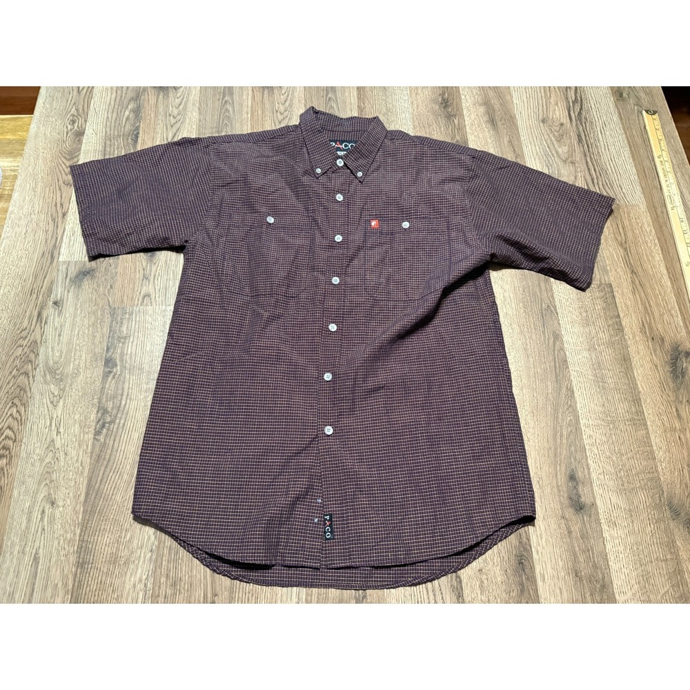 PACO Shirts Men's Size Extra Large Red Yellow Short Sleeve Button Up Plaid